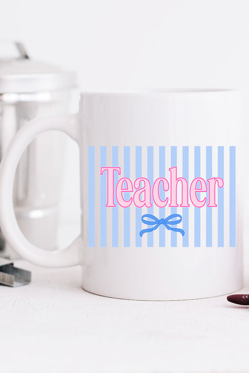 Teacher Striped Ceramic Mug