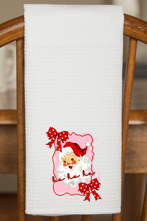 Preppy Santa Coquette Waffle Kitchen Towel