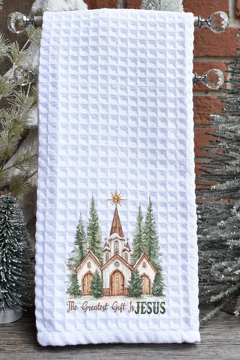 The Greatest Gift Is Jesus Waffle Kitchen Towel