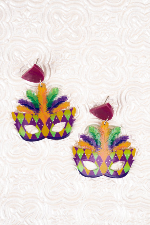 Mardi Gras Masquerade Mask Earrings