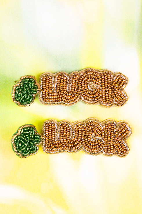 Irish 'Luck' Gold Seed Bead Earrings