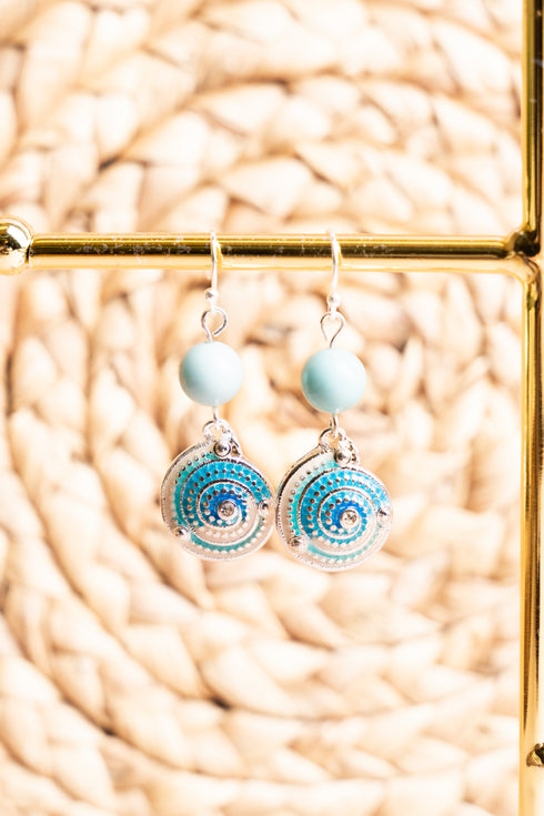 SeaSide Blue Shell Silvertone Earrings
