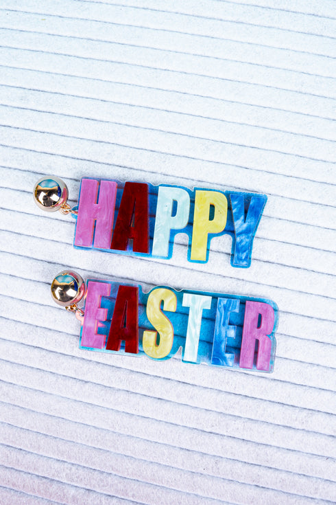 Colorful 'Happy Easter' Acrylic Earrings
