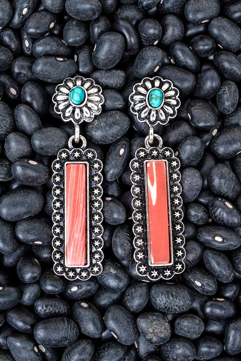 Pink & Turquoise Slatefield Silvertone Earrings