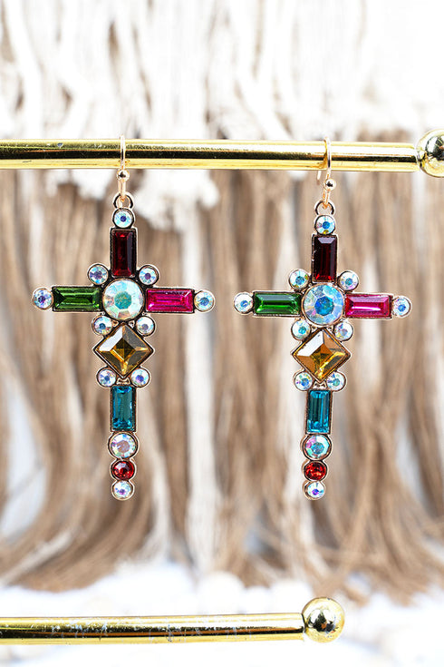 Multi-Color And Iridescent Heavenly Glow Goldtone Earrings