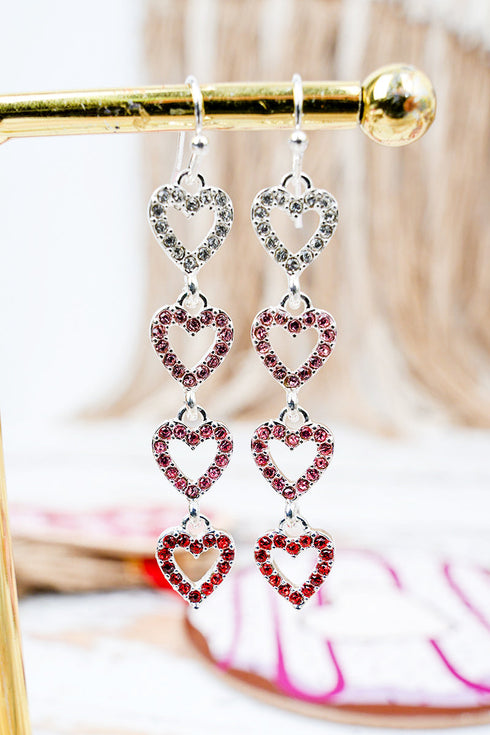 Heartfelt Elegance Pink Multi Crystal Earrings