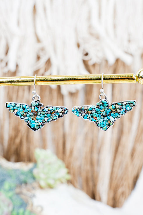 Turquoise Flintrock Thunder Silvertone Earrings