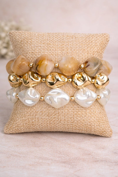 Champagne Brunch Chunky Beaded Bracelet Set