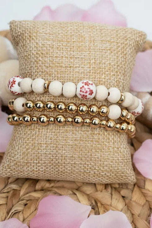 Pink Wildwood Flora Goldtone Beaded Bracelet Set