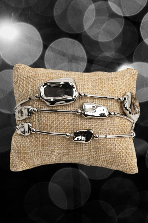 Madison Mix Silvertone Beaded Bracelet Set