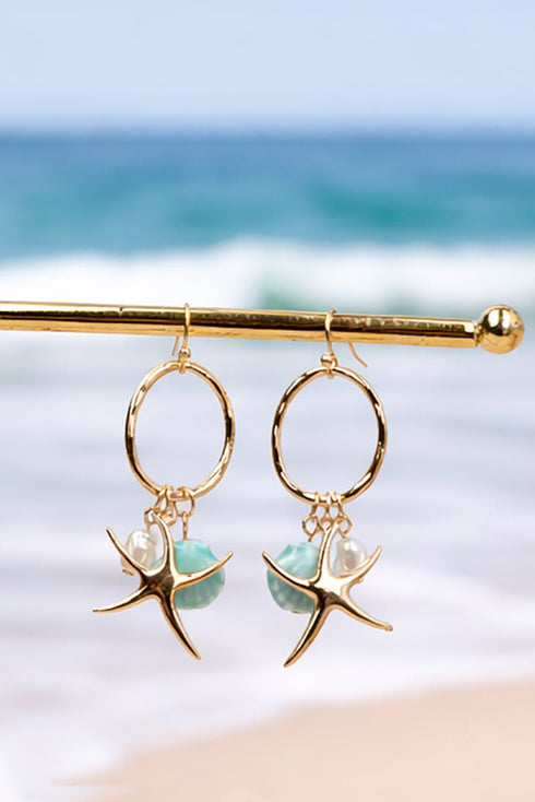 Mint Shoreline Symbols Goldtone Starfish Earrings