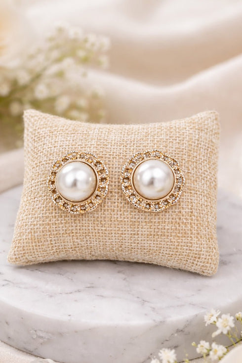 Final Flourish Pearl and Goldtone Earrings