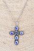 Iridescent Roseridge Cross Silvertone Necklace