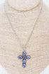 Iridescent Roseridge Cross Silvertone Necklace