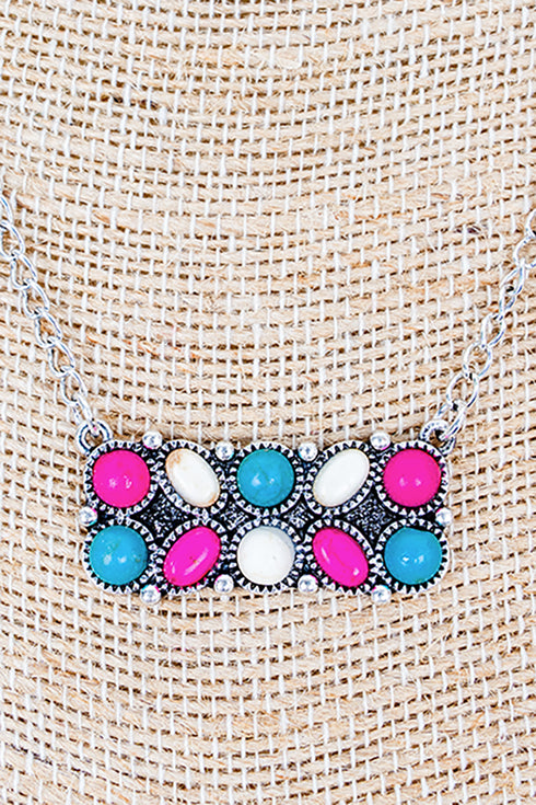 Multi-Color Rock Creek Trail Silvertone Necklace