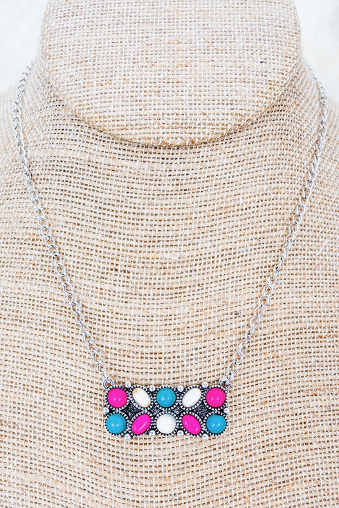 Multi-Color Rock Creek Trail Silvertone Necklace