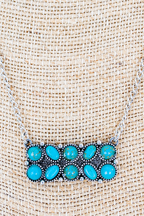 Turquoise Rock Creek Trail Silvertone Necklace
