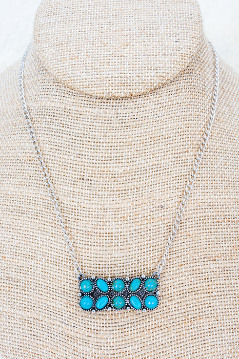 Turquoise Rock Creek Trail Silvertone Necklace