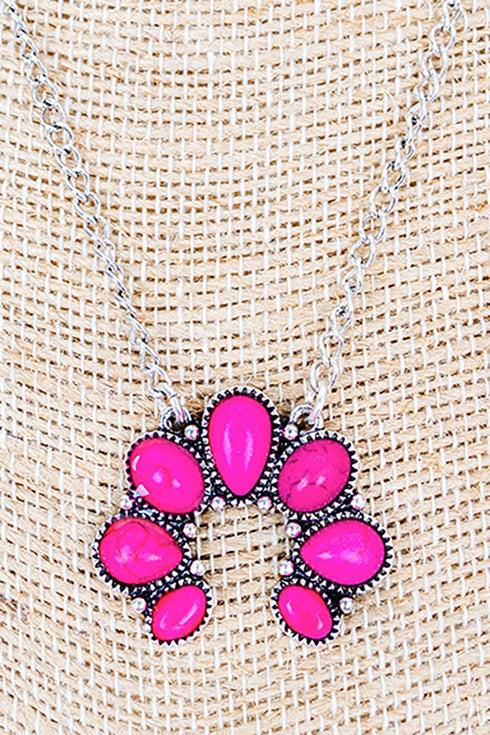 Hot Pink Ashford Arch Silvertone Necklace