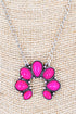 Hot Pink Ashford Arch Silvertone Necklace