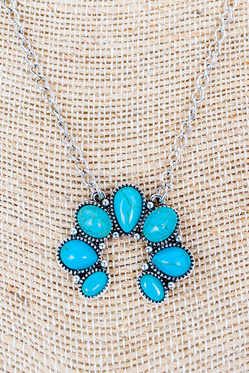 Turquoise Ashford Arch Silvertone Necklace