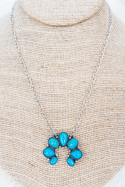 Turquoise Ashford Arch Silvertone Necklace