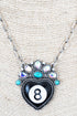 Rogue Shot Black 8 Ball Heart Silvertone Necklace