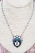 Rogue Shot Black 8 Ball Heart Silvertone Necklace