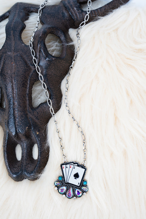 High Stakes Sparkle Iridescent & Silvertone Necklace