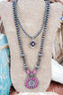 Pink Bloomfire Mesa Layered Silver Pearl Necklace
