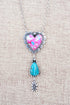 Pink Prairie Dawn Heart Silvertone Necklace