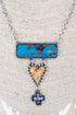 Brown & Blue Prairie Dawn Bar Silvertone Necklace