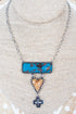 Brown & Blue Prairie Dawn Bar Silvertone Necklace