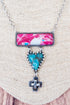 Pink Prairie Dawn Bar Silvertone Necklace