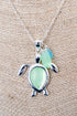 Sunlit Seas Mint Turtle Silvertone Necklace
