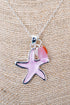 Sunlit Seas Pink Starfish Silvertone Necklace