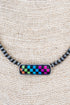 Prism Check Bar Silver Pearl Choker