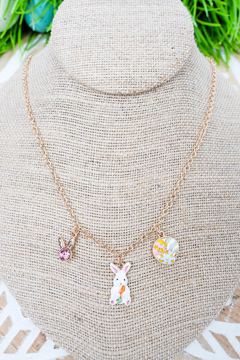Egg-Cited For Easter Goldtone Charm Necklace