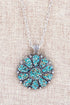 Turquoise Flintrock Sun Silvertone Necklace