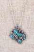 Turquoise Flintrock Legend Silvertone Necklace