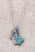 Turquoise Flintrock Gallop Silvertone Necklace