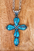 Turquoise Mesa Forge Cross Silvertone Necklace