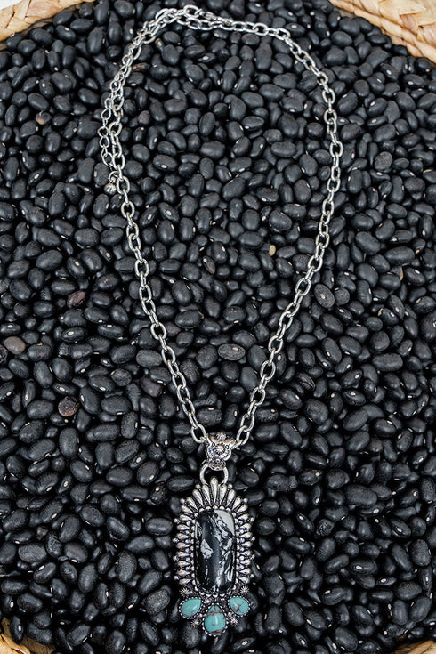 Black Desert Echo Silvertone Necklace