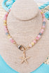 Ocean Calling Starfish Pink Multi Beaded Goldtone Necklace