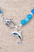 Ocean Calling Dolphin Blue Beaded Silvertone Necklace