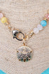 Ocean Calling Sand Dollar Multi-Color Beaded Goldtone Necklace