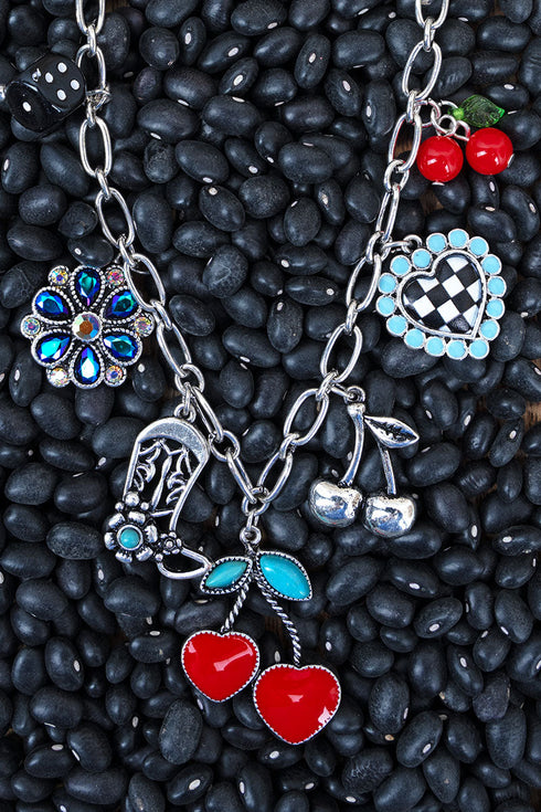 Cowgirl Cutie Silvertone Charm Necklace