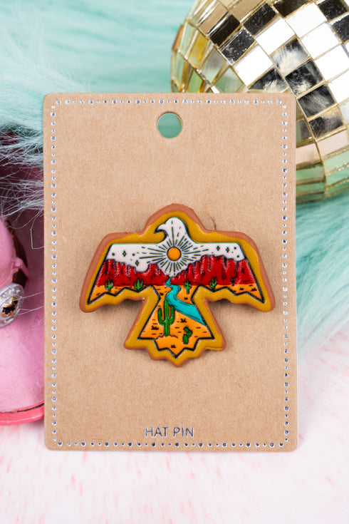 Arizona Thunderbird Faux Leather Hat Pin