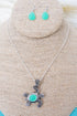 Mint Lagoon Luxe Turtle Silvertone Necklace and Earring Set