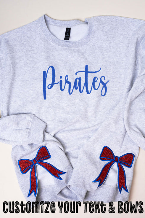 Ash You Design It Embroidered Side Bows Unisex NuBlend Crew Sweatshirt *Customize Your Text and Bows
